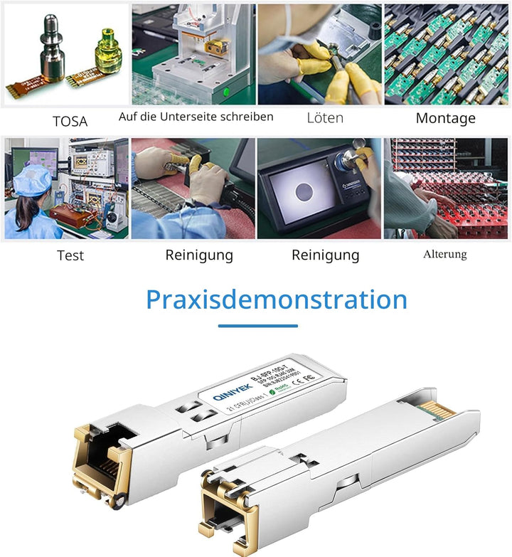 [Pack of 1] 1.25/2.5/5/10G SFP+ auf RJ45 Transceiver, Kupfer SFP+ Modul, Cat.6a/7, bis zu 30m, für C