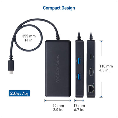 Cable Matters [Funktioniert mit Chromebook Certified] 4K@60Hz USB-C Hub HDMI, USB-C Multiport Adapte