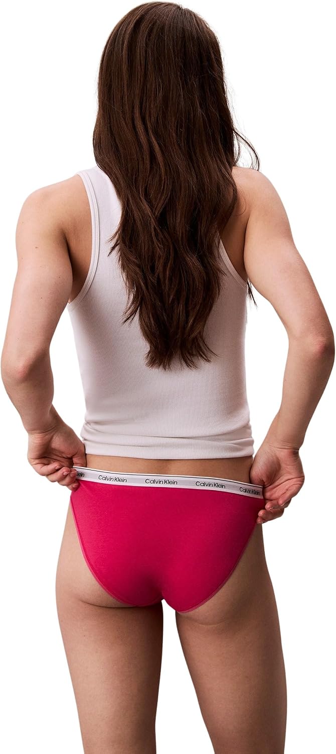 Calvin Klein Damen Bikinihose mit Logobund M Pink (Vibrant Pink), M Pink (Vibrant Pink)