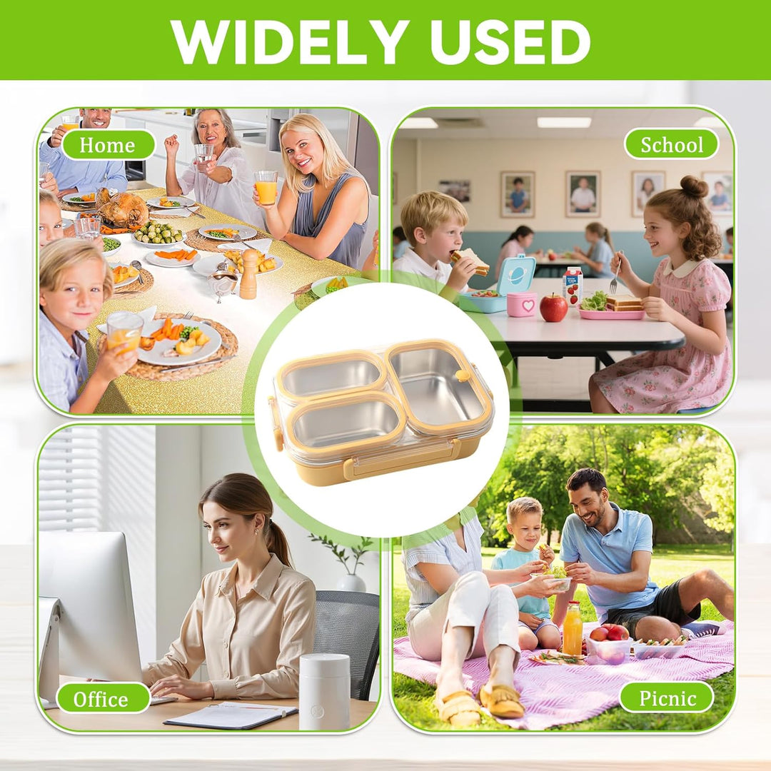 Bento Lunchbox Erwachsene 1000ml Edelstahl Brotdose Edelstahl mit Fächern, Bento Box mit Gabel, Brot