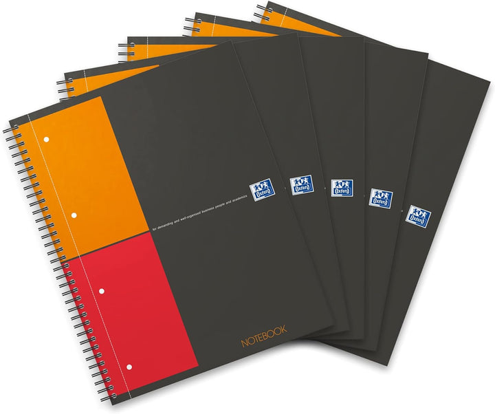 Oxford Notebook International A4, kariert, 160 Seiten, stabiler Kartondeckel, 5 Stück A4 5 Stück kar