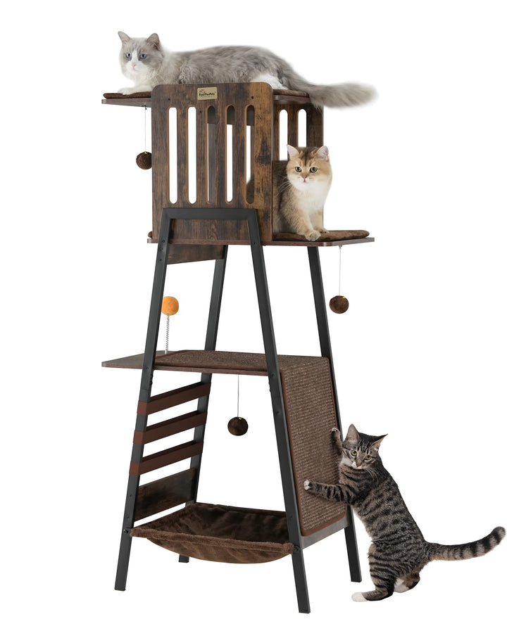 FourFurPets 147 cm Kratzbaum, Kratzbaum Grosse Katzen stabil, moderner katzenbaum für drinnen, hoher
