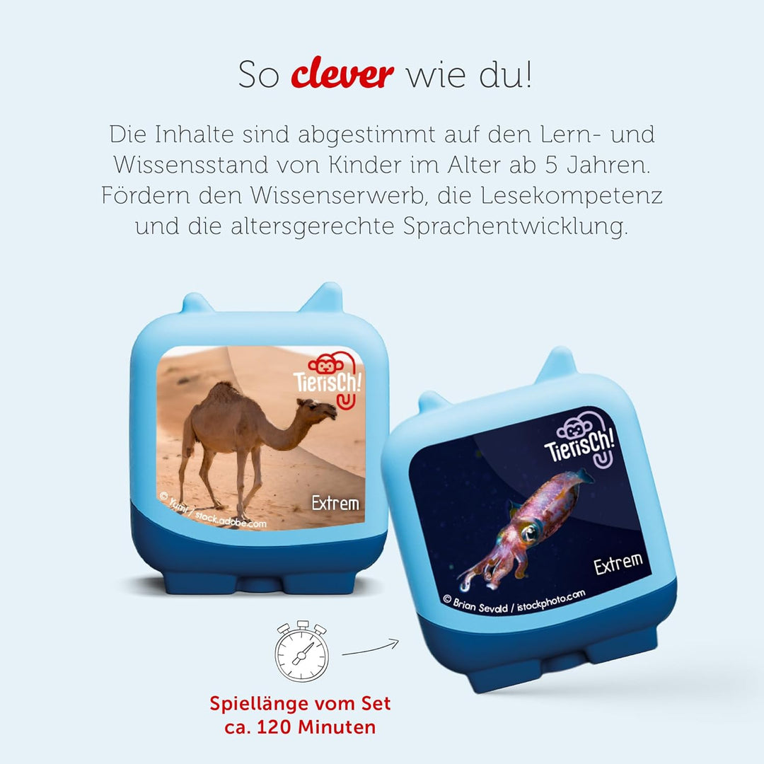 Tonies Clever Tonie 4er Set Tierisch! Extrem, Wissens-Hörspiel für Kinder ab 5 Jahren, Spielzeit ca.