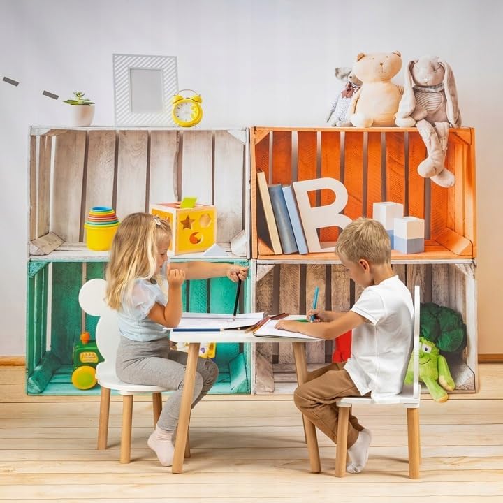 P&amp;P Furniture Kindertisch Weiss 60×40×47 cm – Stabiler Spieltisch &amp; Lerntisch für Kinder 2–7 J. – MD
