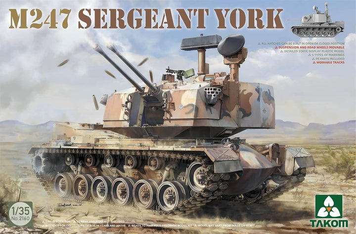 Tacom TKO2160 1/35 US Army M247 Sargent York Anti-Lufttank, Kunststoffmodell