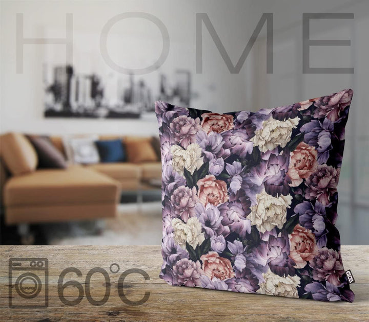 VOID Lila Blumen Pfingstrosen Kissenbezug Kissenhülle Sofakissen Kissen Deko Outdoor-Kissen Dekokiss