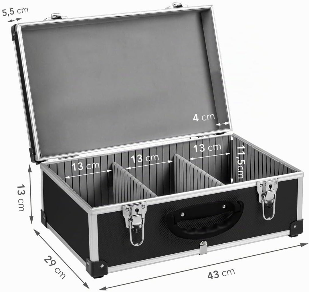 anndora CD Koffer für 60 Standard CD Cases - 43 x 29 x 18,5 cm - Schwarz 60 CD&