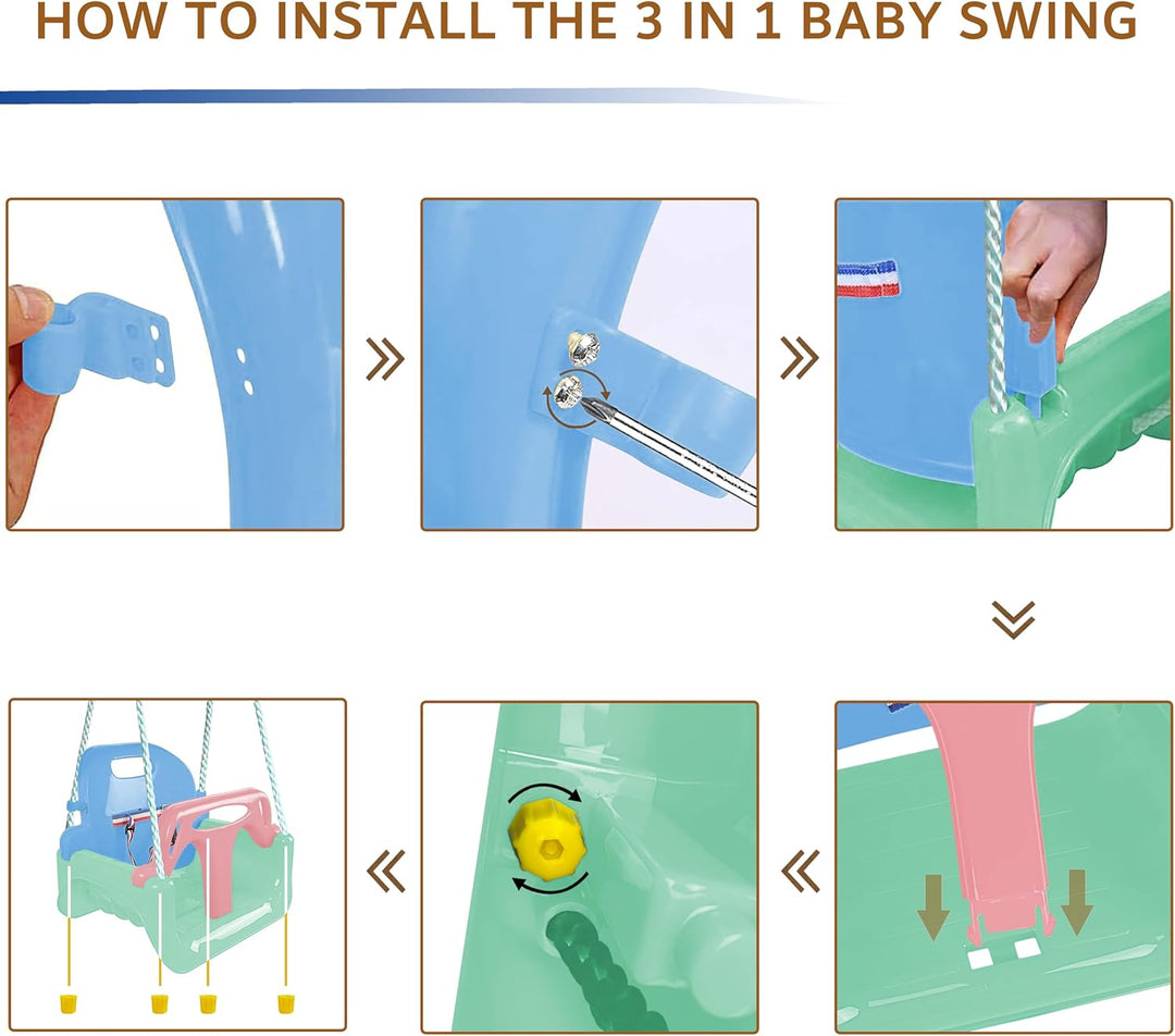 KINSPORY Kinderschaukel Babyschaukel 3 in 1 Babysitz verstellbar Mitwachsend Schaukelsitz Gartenscha