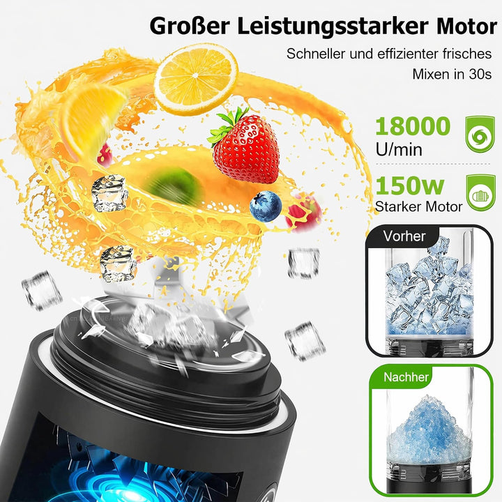20oz Portable Blender, 240W USB Rechargeable Smoothie Blender with LED Display, Pulse & Blend Modes,