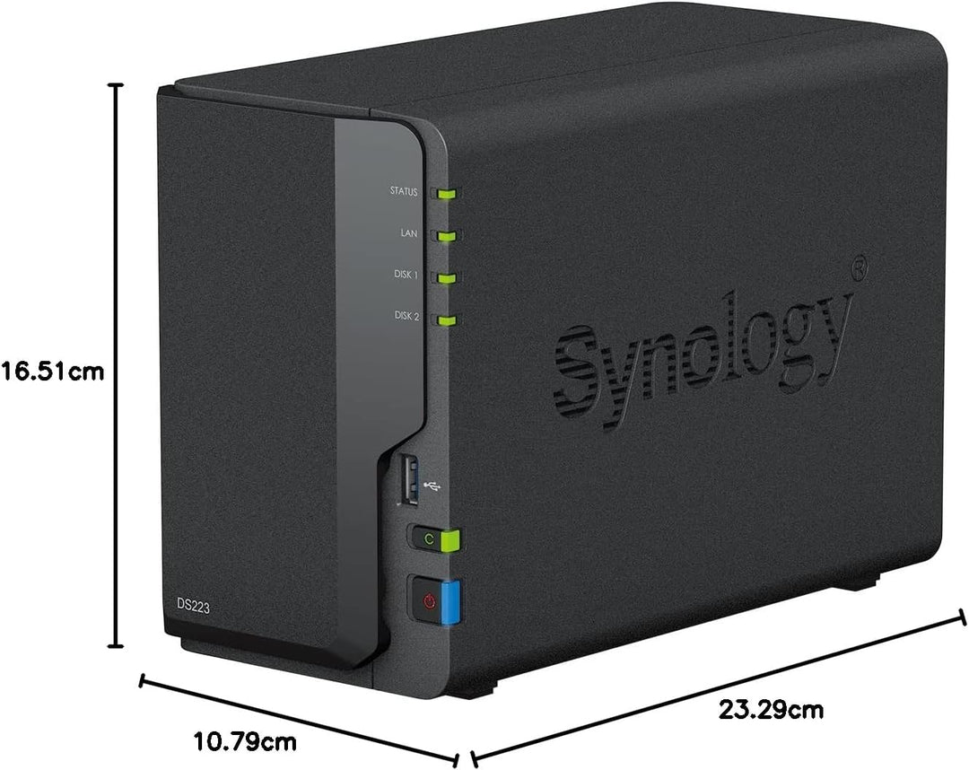 Synology DS223 2-Bay Diskstation NAS (Realtek RTD1619B Quad-Core 2GB Ram 1xRJ-45 1GbE LAN-Port) 4TB