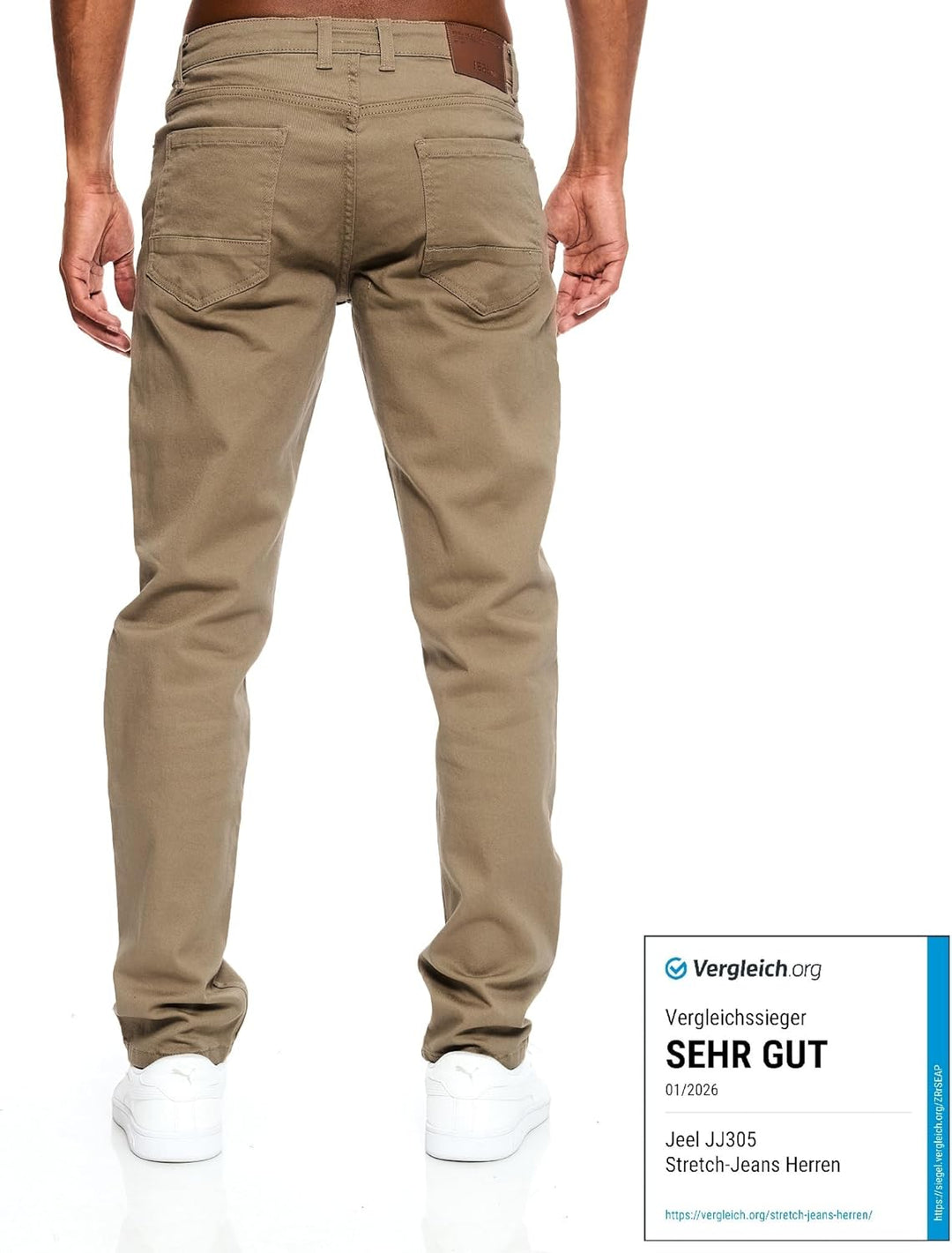 JEEL Herren-Jeans - Regular-Fit Straight-Cut - Stretch - Jeans-Hose Basic Washed 29W / 34L 09-camel,