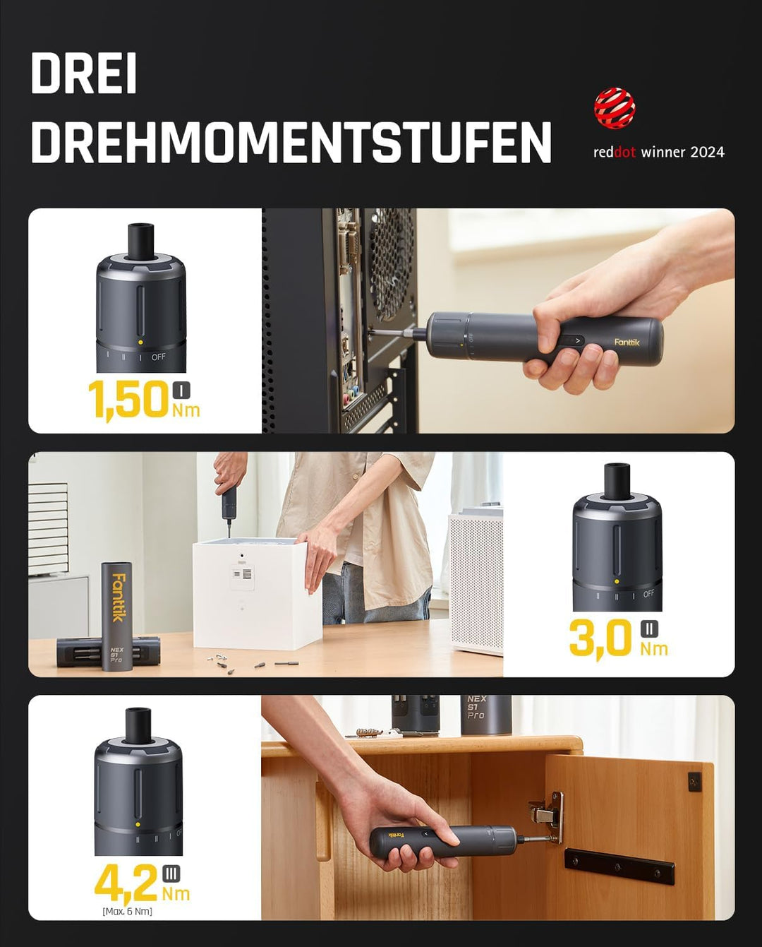 Fanttik S1 Pro 3.7V Magnetische Electric Screwdriver, Leistungsstarkes-Schraubendreher-Set mit 16 Bi