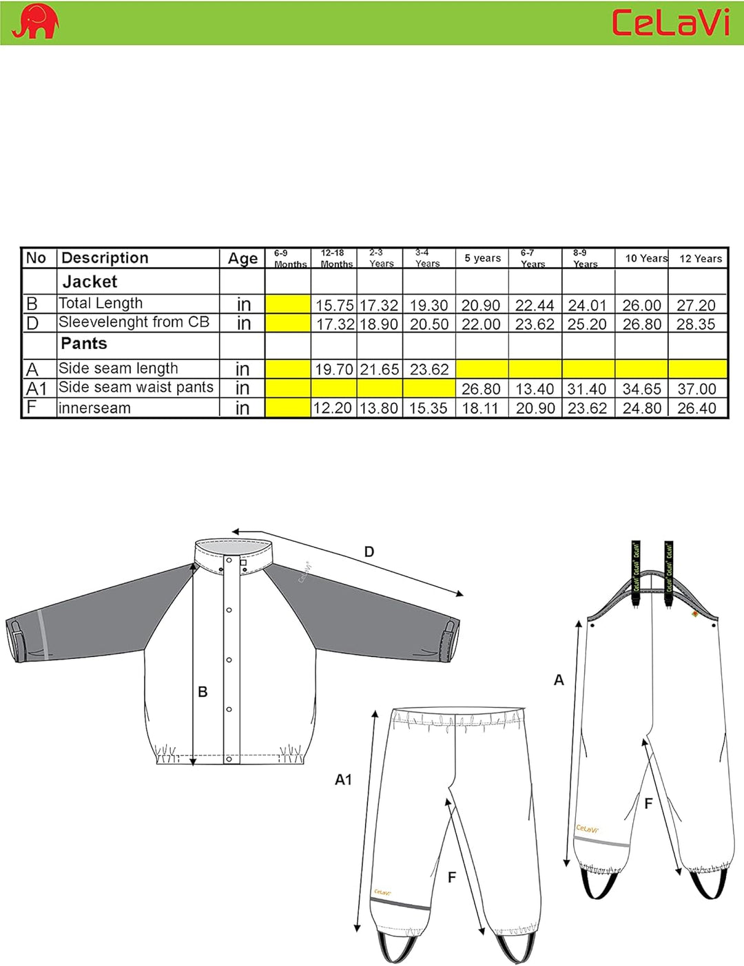 Celavi Unisex Kinder Basic Pu Rainwear Set 70 Rubber, 70 Rubber