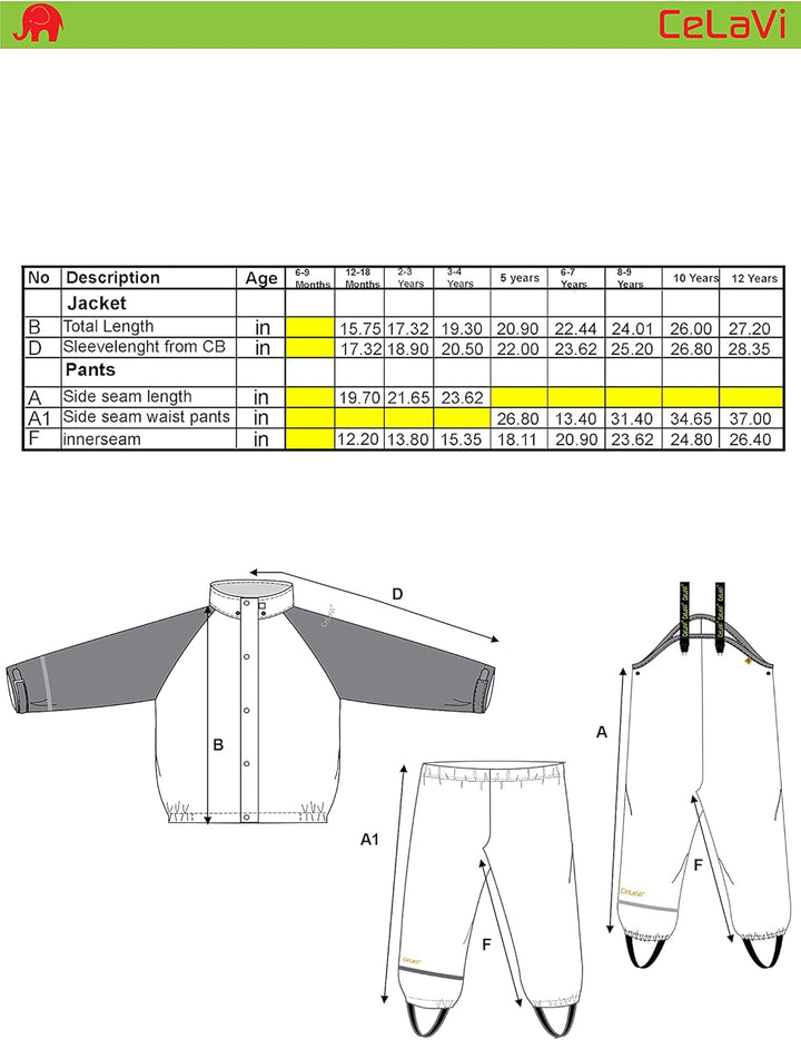 Celavi Unisex Kinder Basic Pu Rainwear Set 70 Rubber, 70 Rubber
