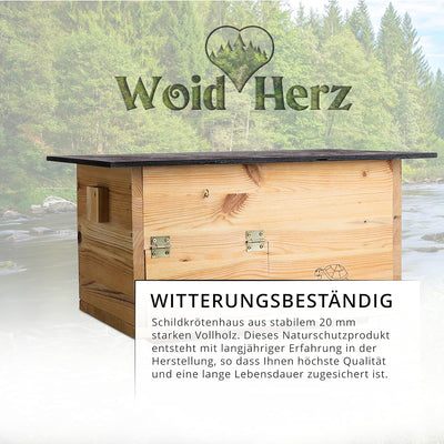 Woid Herz Premium Schildkrötenhaus (SH2) Lasiert aus 20mm starken Vollholz - Wetterfest mit Boden un