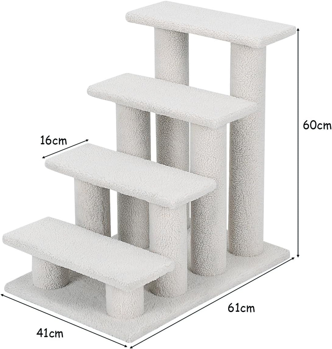 COSTWAY Tiertreppe Katzentreppe 4 Stufen, Treppe für Katze und Hunde bis 25 kg, Haustiertreppe Klein