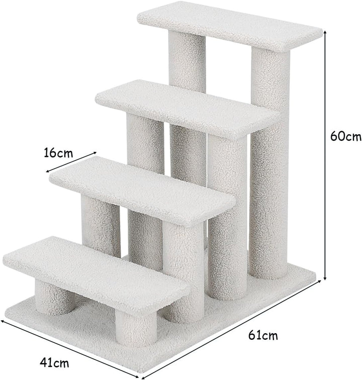 COSTWAY Tiertreppe Katzentreppe 4 Stufen, Treppe für Katze und Hunde bis 25 kg, Haustiertreppe Klein