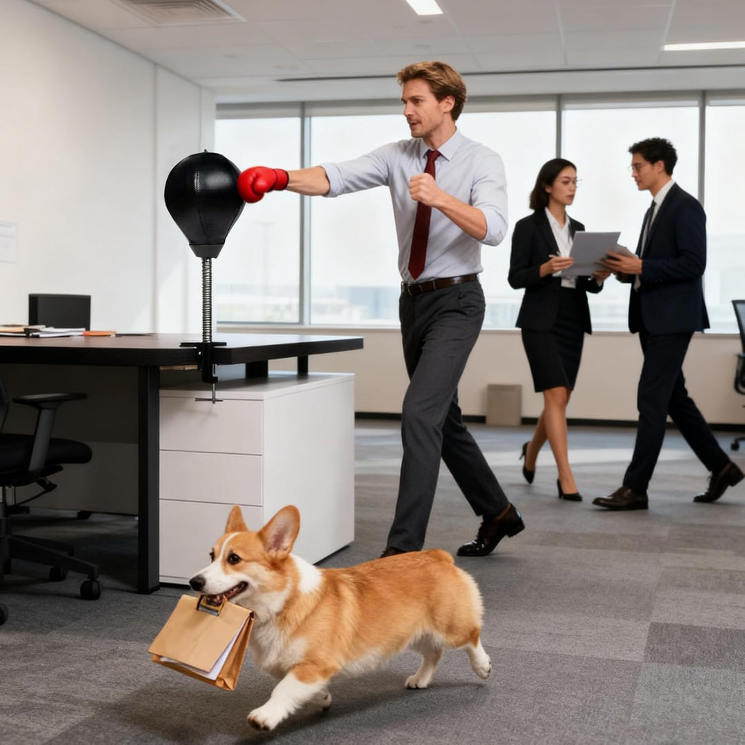 Tisch Boxsack, Lustiger Schreibtisch Boxsack mit Saugnapf und Klemmverschluss, Robuster Stressabbau-