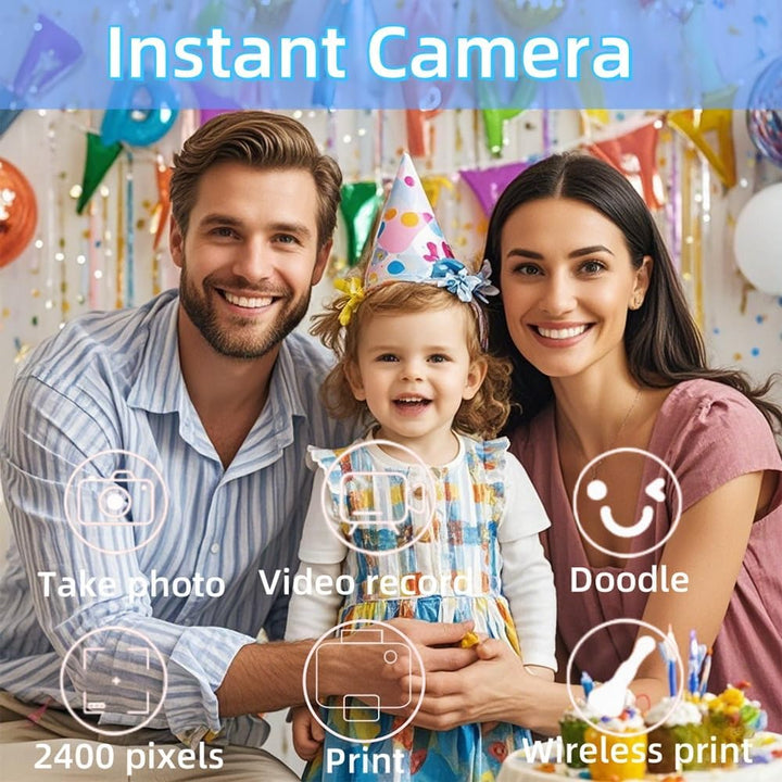 ThreeH Kinderkamera Sofortbildkamera Wiederaufladbarer Videorekorder 24MP Mini-Foto-Camcorder mit Dr
