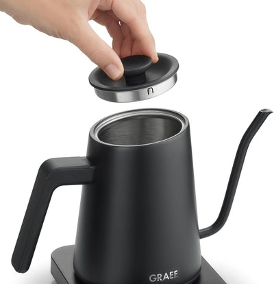 GRAEF Pour-Over Wasserkocher GK502, Temperatureinstellung & Timer, Schwanenhals-Ausguss, 900 ml, mat