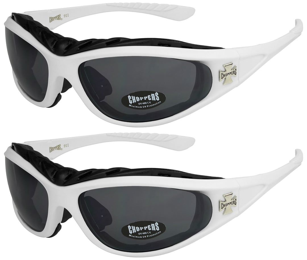 2er Pack Choppers 911 Sonnenbrillen Motorradbrille Sportbrille Radbrille mit Polsterung in den Farbe