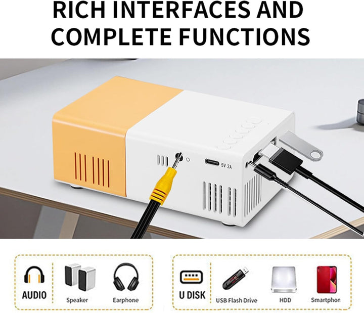 Smart Projector, 1080p Tragbarer -Projektor, 6000 LM Helligkeit, für Heimunterhaltung, Meetings und