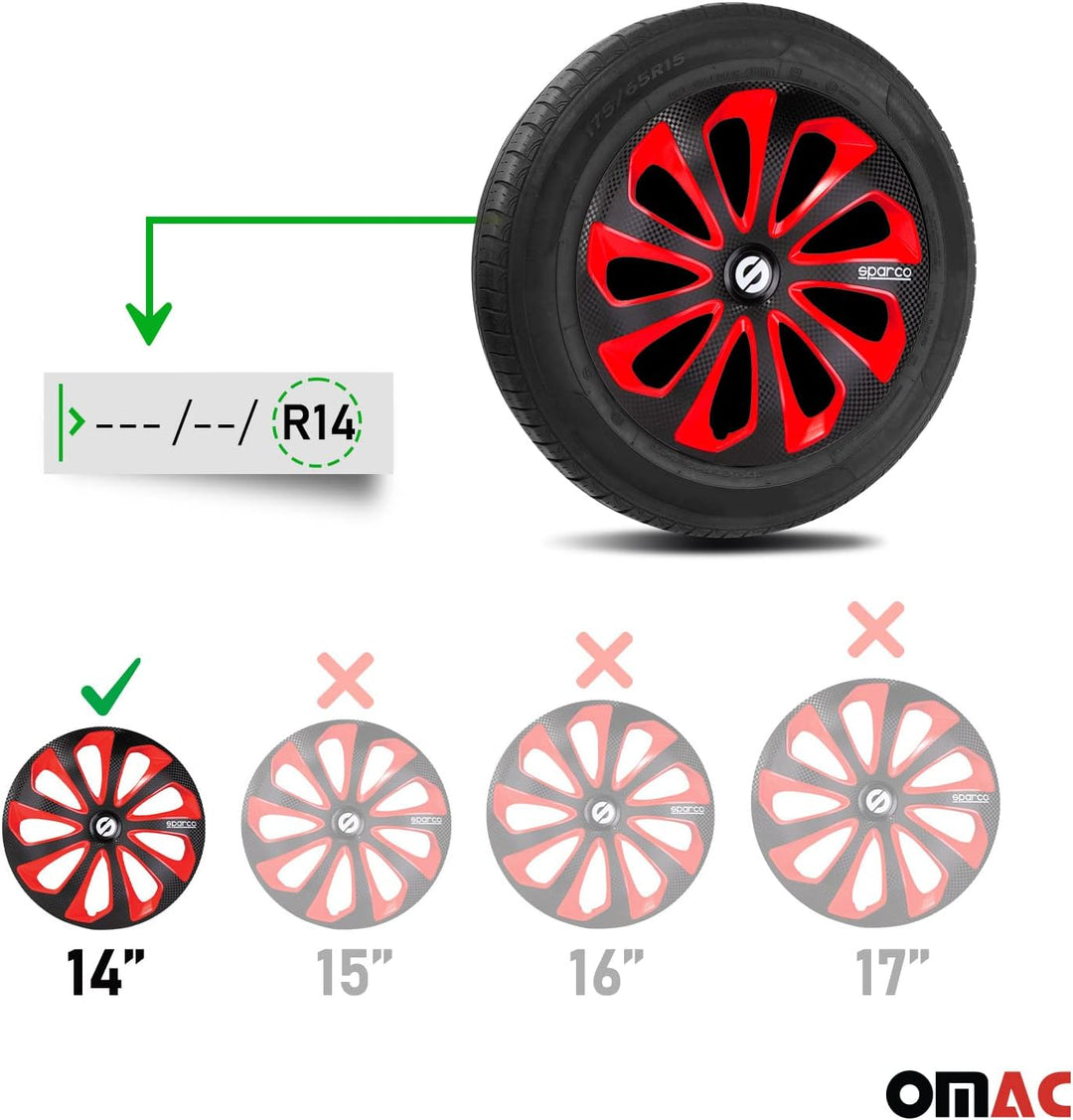 Satz Sparco Radzierblenden Sicilia 14-Zoll Schwarz/Rot/Karbon