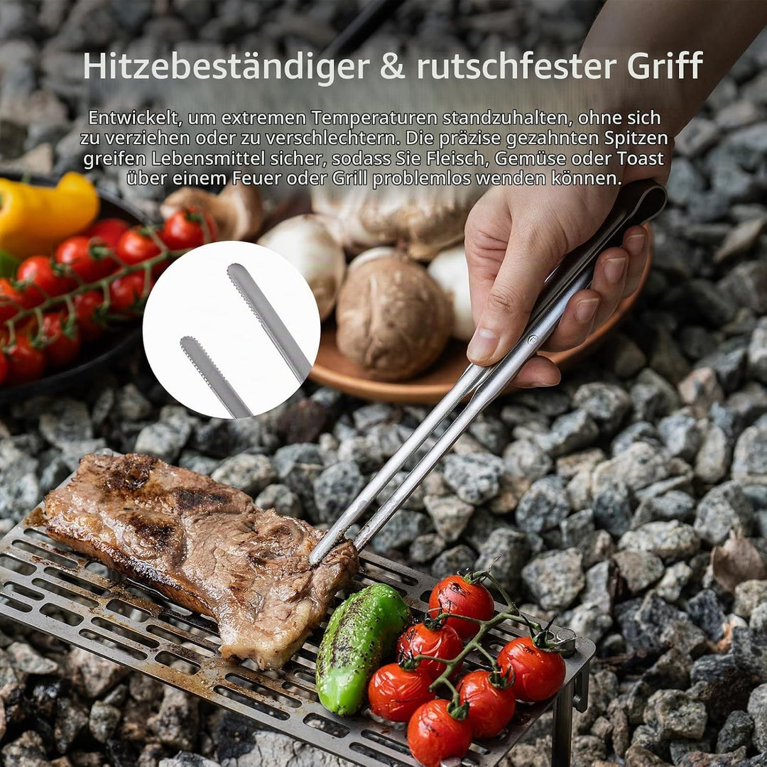 iBasingo Titan Grillrost mit BBQ Küchenzange Ultraleichtes Outdoor Grillzubehör für Camping, Wandern
