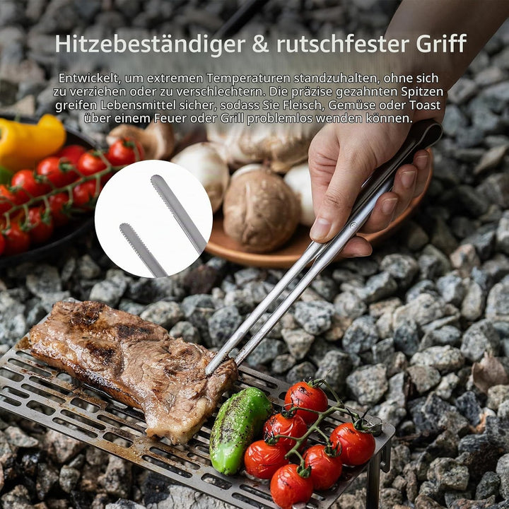 iBasingo Titan Grillrost mit BBQ Küchenzange Ultraleichtes Outdoor Grillzubehör für Camping, Wandern