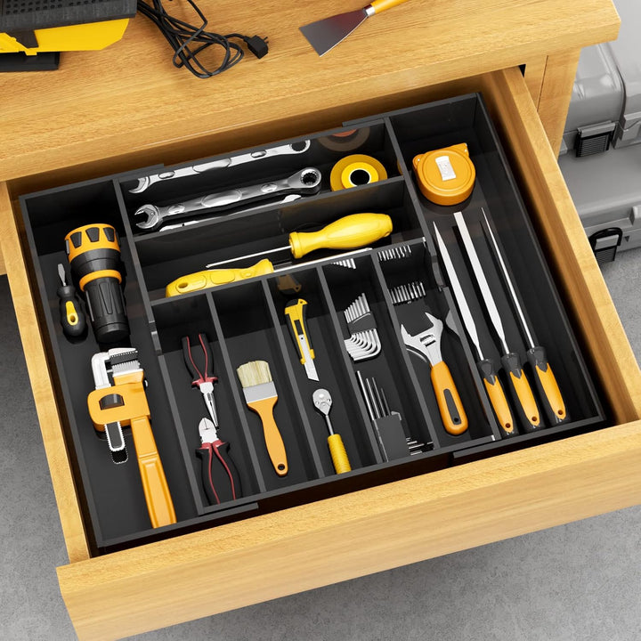 NIUBEE Schubladen-Organizer aus Acryl, für Besteck und Utensilien, erweiterbarer Besteck-Organizer u