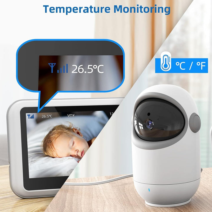 TakTark Babyphone mit Kamera, 4.3'' Babyfon mit Kamera und Audio mit Pan-Tilt 300° Rotation Video Ba