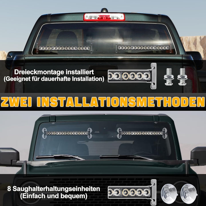 ROUTEKING 12V/24V Warnleuchte 32 LED Frontblitzer - 23 Modi Blitzleuchte 2x42.6cm Starker Rundumleuc