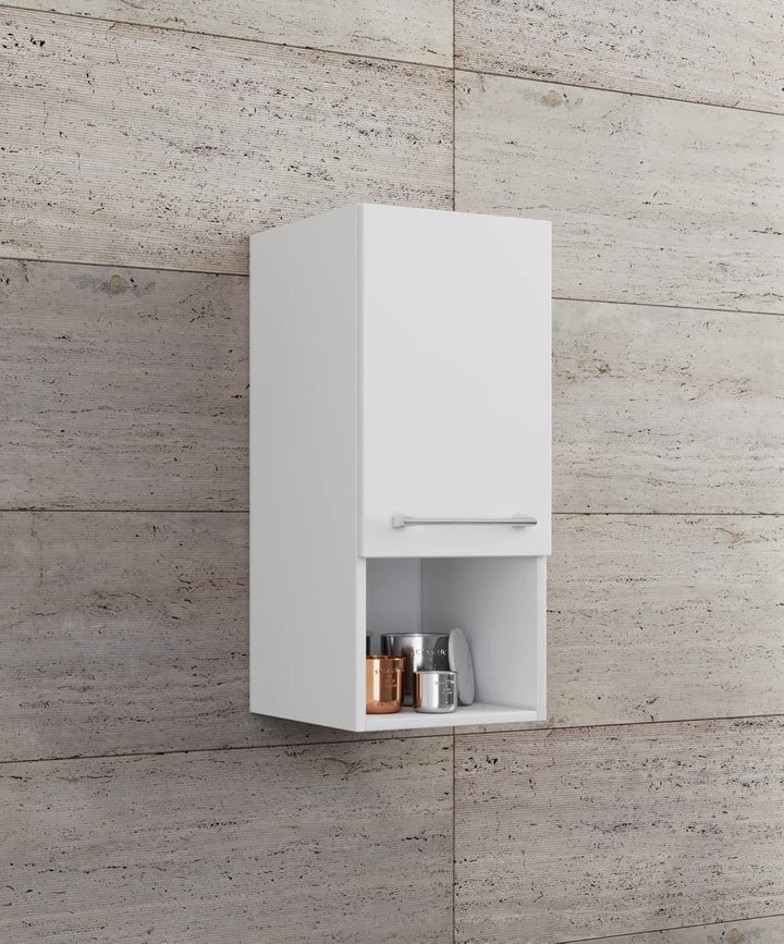 VCM Holz Badmöbel Midischrank Badregal Badschrank Badezimmer Möbel Regal Badinos DF Weiss, Weiss