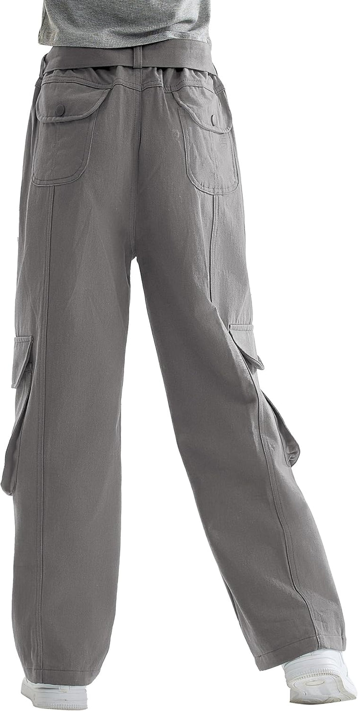 Rolanko Baggy Cargo Jeans für Mädchen, Elastische Hose mit Hoher Taille und Weitem Bein Y2K Jeanshos