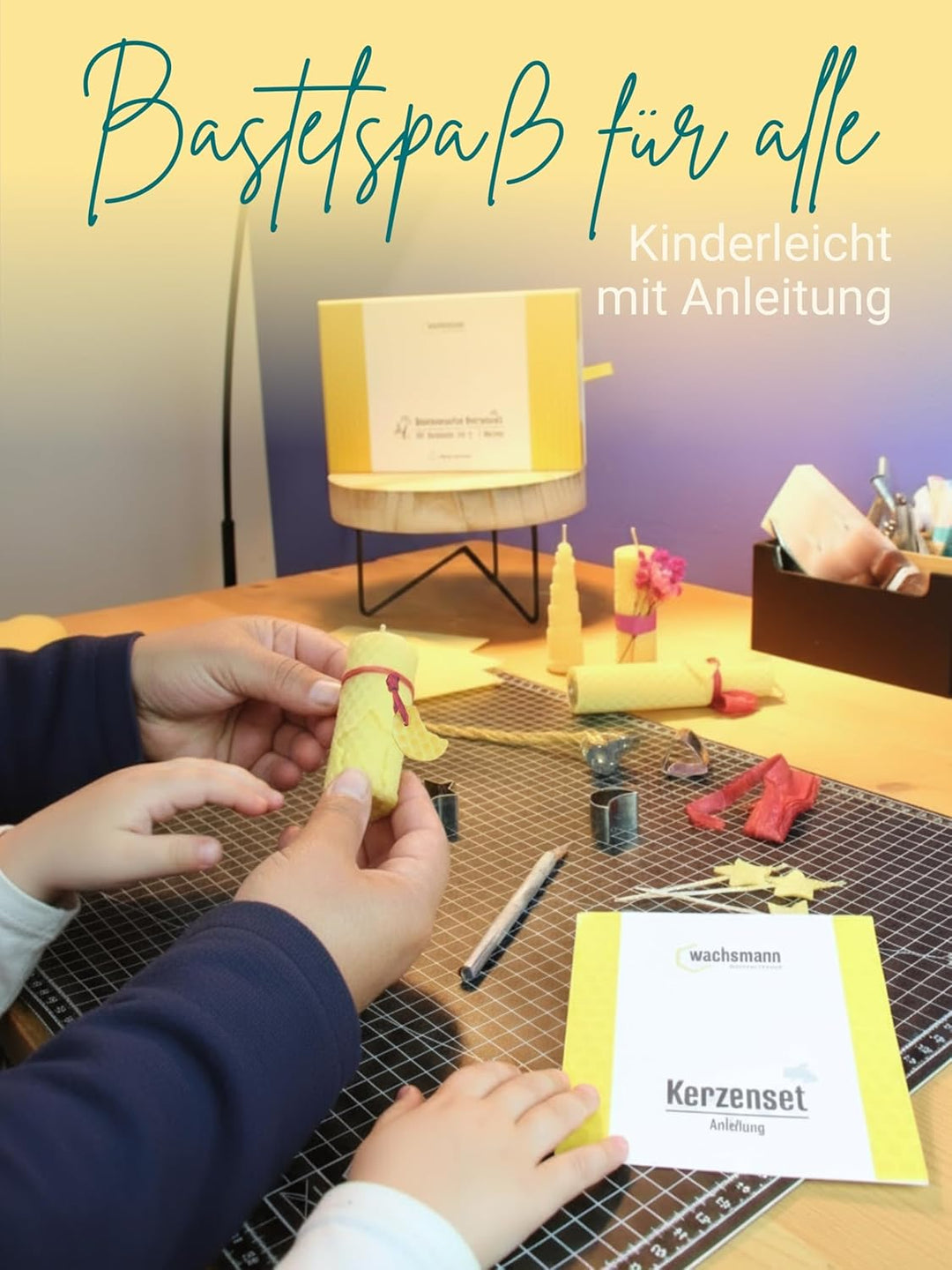Bienenwachs Kerzen selber machen Set für 10 Bienenwachskerzen, DIY Bastelset bunt für Kinder & Erwac