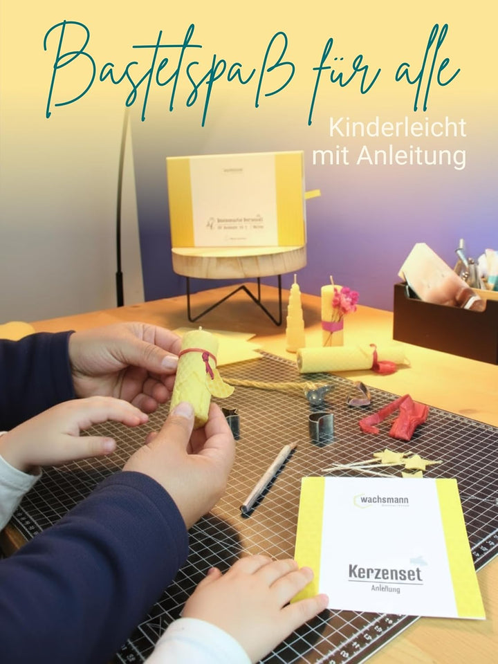 Bienenwachs Kerzen selber machen Set für 10 Bienenwachskerzen, DIY Bastelset bunt für Kinder & Erwac