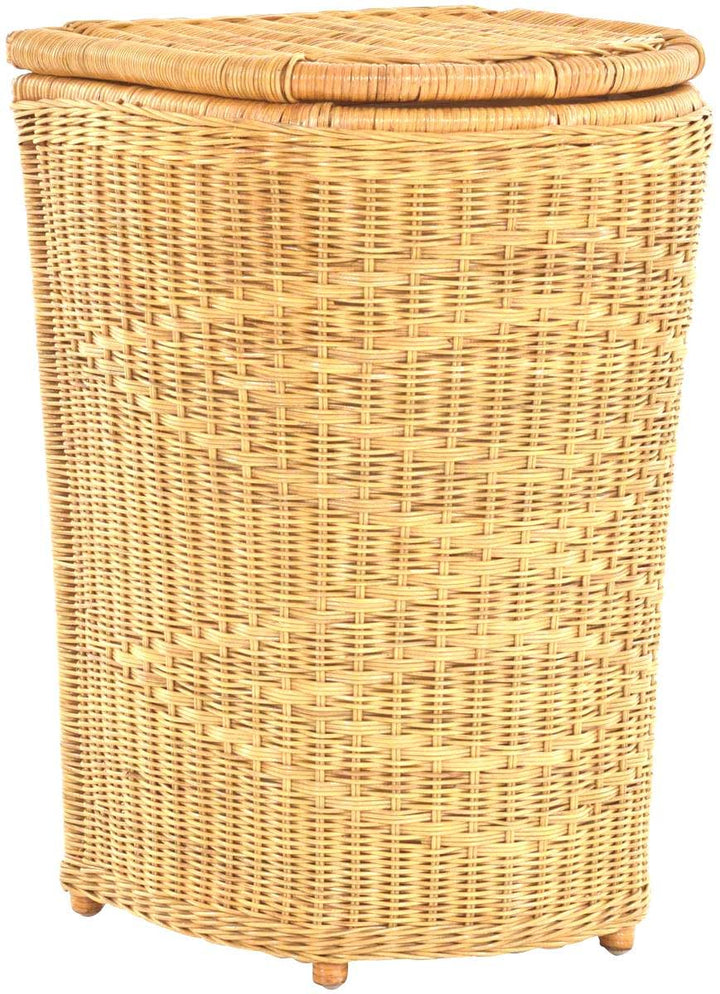 Edle Rattan Wäschetonne Wäschekorb mit Deckel Korb Aufbewahrung für Wäsche mit Inlett Wäschesammler
