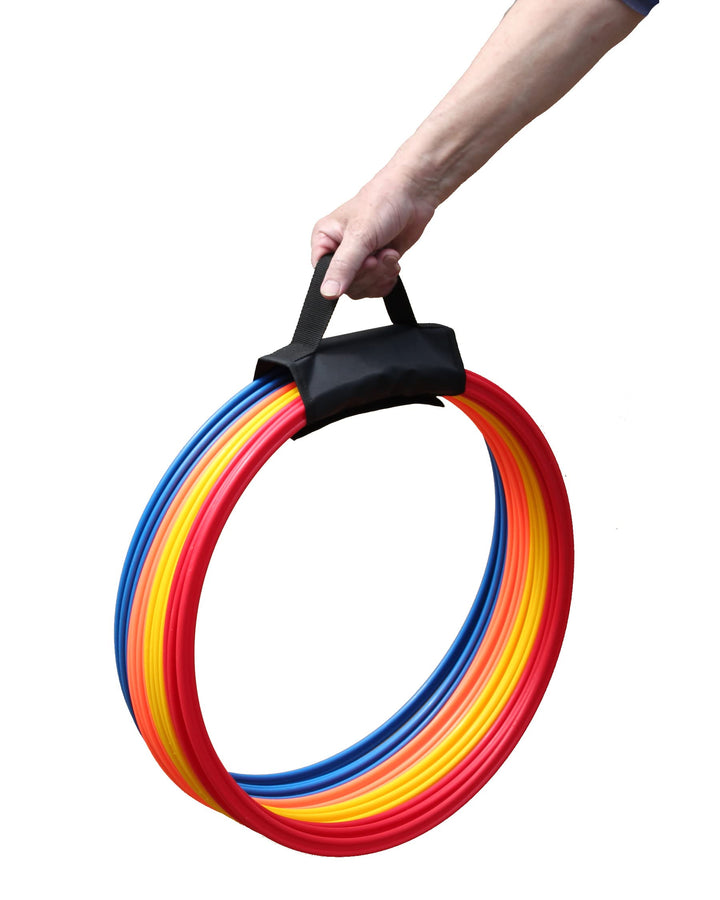 Koordinationsringe 16er-Set Bunt – ø 50cm, flexibel & sicher – Trainingsringe mit Tragehalter für Ag