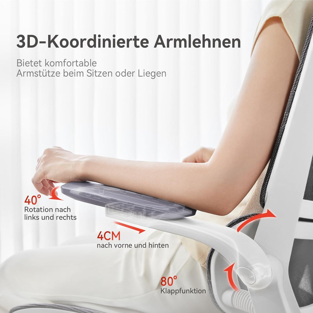 SIHOO M59AS Ergonomischer Bürostuhl mit 3D-koordinierbaren, hochklappbaren Armlehnen, Doppelsitzlehn