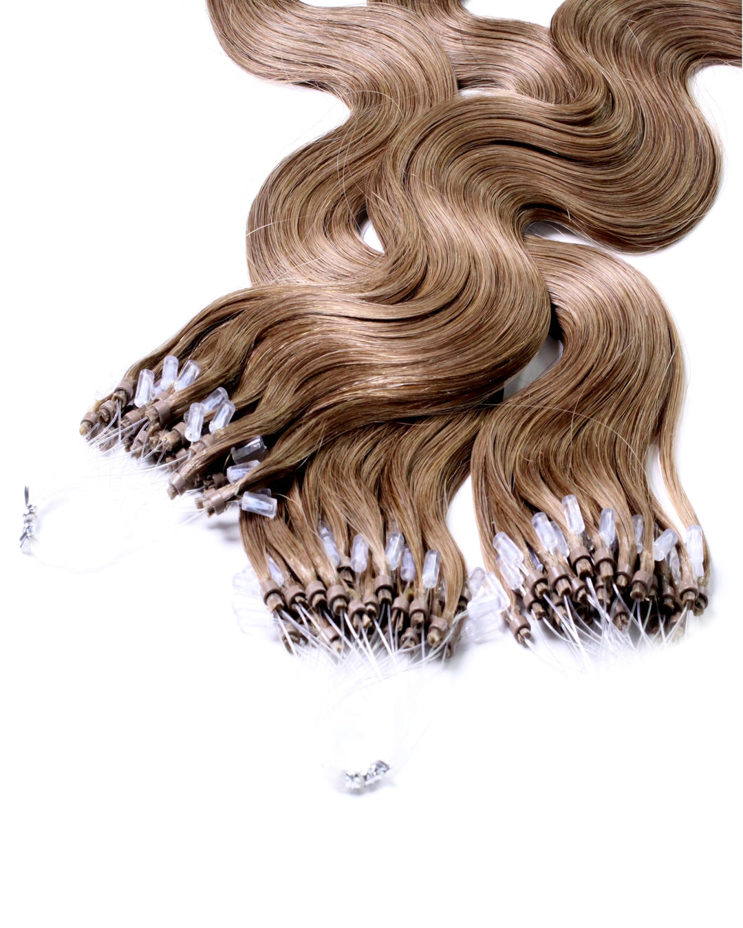 hair2heart Microring Extensions Echthaar Gewellt - 150 Strähnen 0.5g 40cm 8/1 hellblond asch 40cm 15