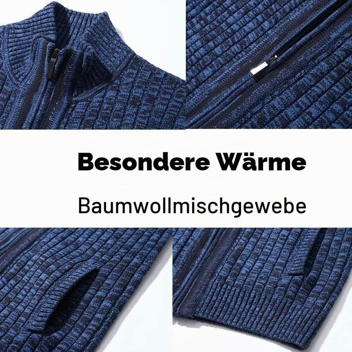 AOLI RAY Herren Strickjacke mit Reissverschluss Cardigan Stehkragen Pullover Feinstrike Sweaters mit