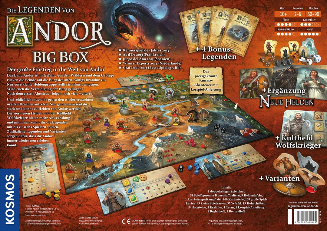 Kosmos 683122 Die Legenden von Andor-Big Box, Grundspiel (Kennerspiel des Jahres 2013) und zusätzlic
