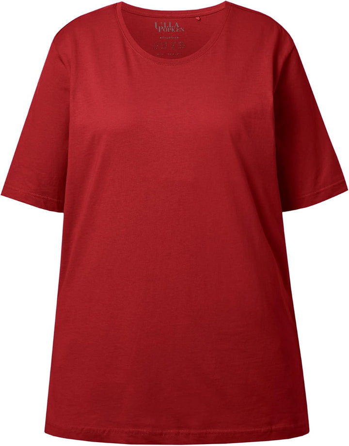Ulla Popken Damen Basic, Rundhals T-Shirt 42-44 Mohn, 42-44 Mohn