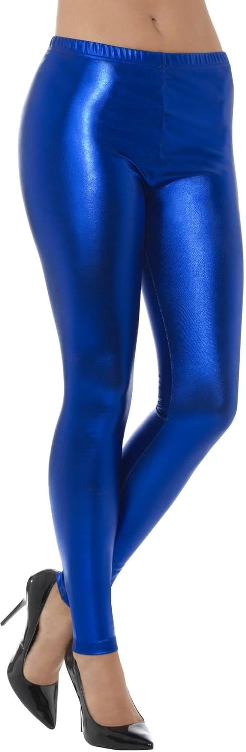 Smiffys, Damen 80er Jahre Metallic Disko Leggings Small (UK 8-10) Rosa, Small (UK 8-10) Rosa