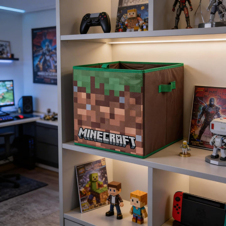 HOX Kids Faltbare Aufbewahrungsbox Stoff Spielzeug Aufbewahrungswürfel mit Griffen - Minecraft