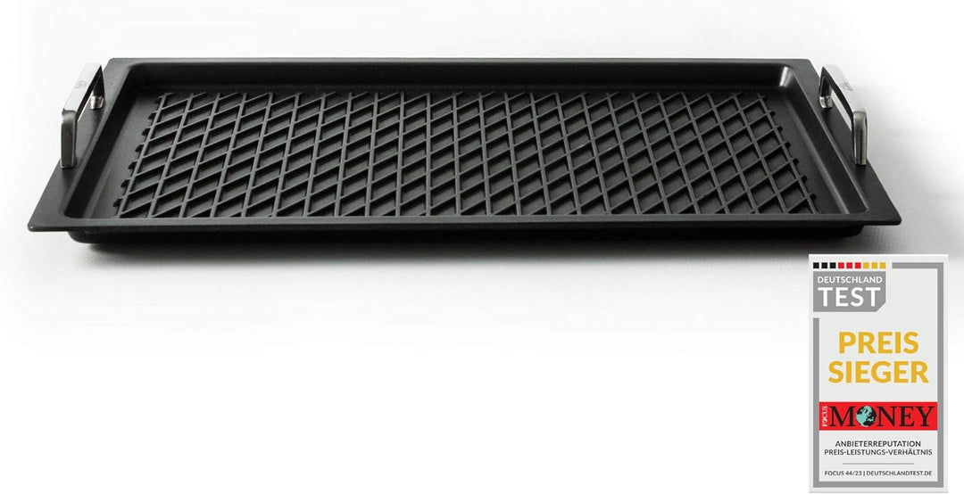 AMT Gastroguss Klaus grillt Gastronorm - Grillplatte GN 1/1 mit BBQ - Grillboden by, 53 x 33 cm, 2 c