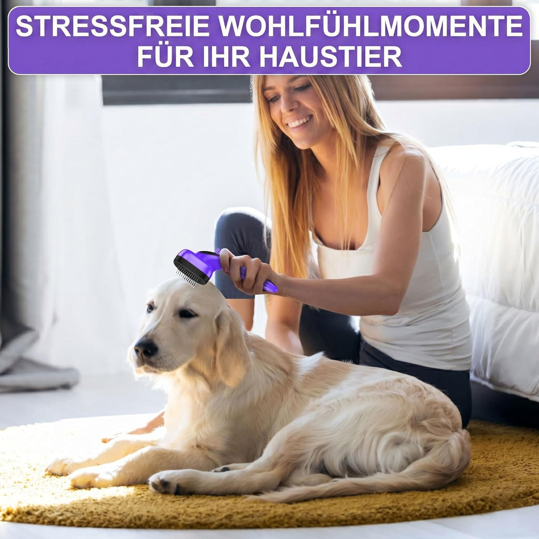 Selbstreinigende Zupfbürste für Hunde und Katzen, zum Ausfallen und Pflegen jeder Hunderasse, schmer