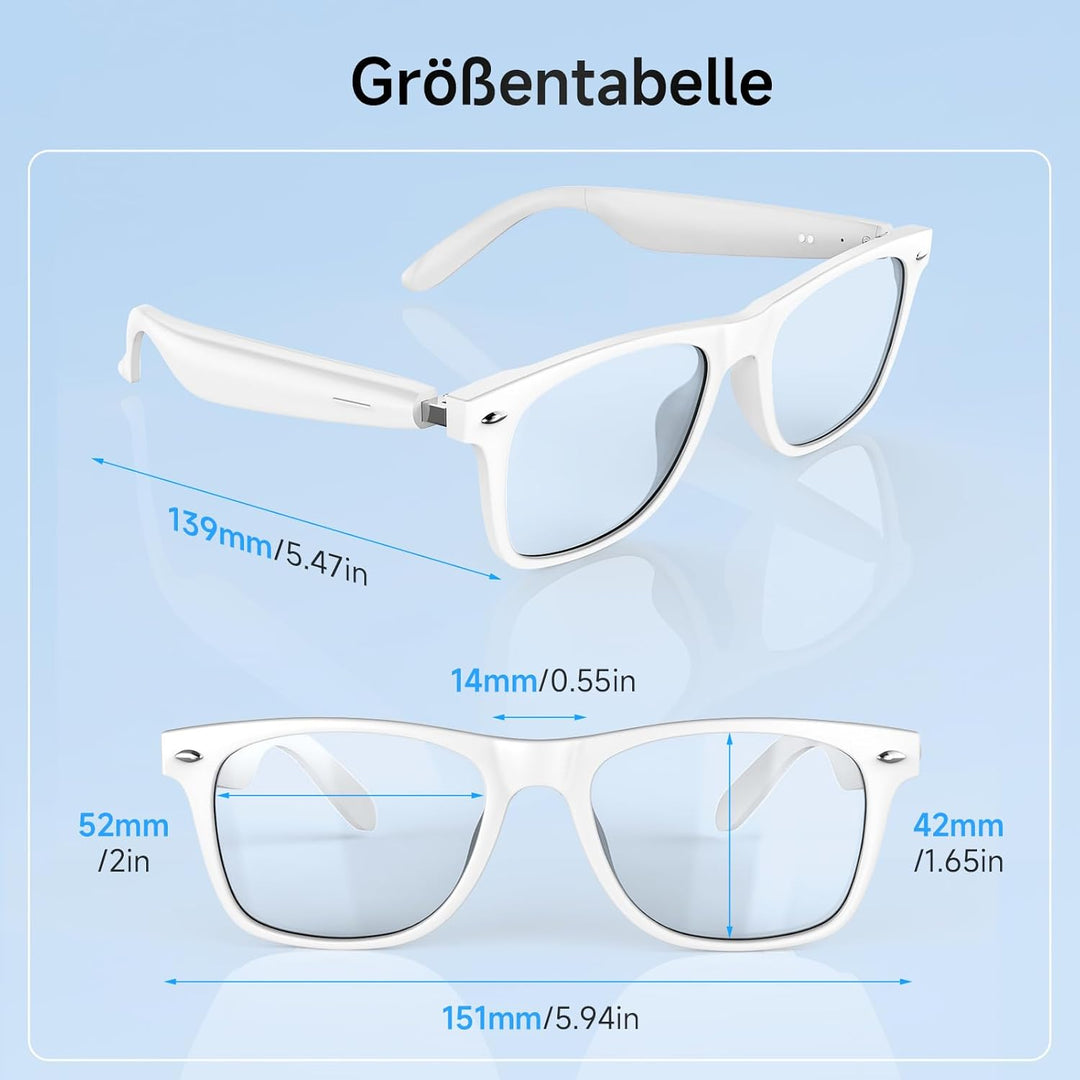 Smart Glasses Kopfhörer, Schutzbrille mit Bluetooth-Lautsprecher, UV-Schutz & Blaulichtfilter, Sprac