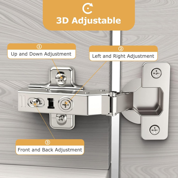FURNIWARE 10 Stück Schrankscharniere, Öffnungswinkel 110° mit Hydraulisch Feder Perfekte Softclose K