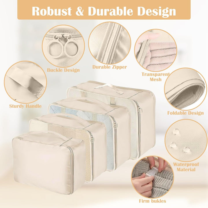 Koffer Organizer Set, 13 Stück Packing Cubes, Wasserdichte Kofferorganizer für Urlaub und Reisen, Tr